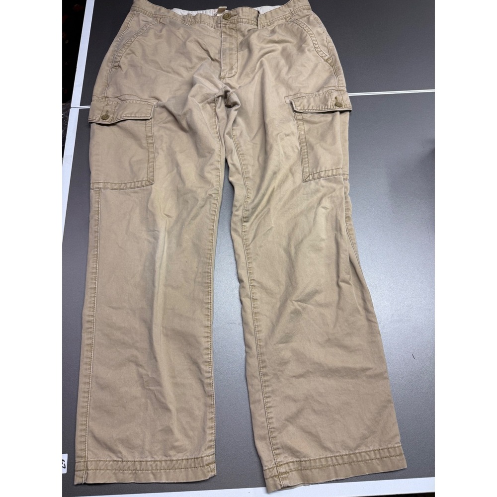 St. Johns Bay Mens Khaki Cargo Pants Tan Straight Leg Multi Pocket 38x30